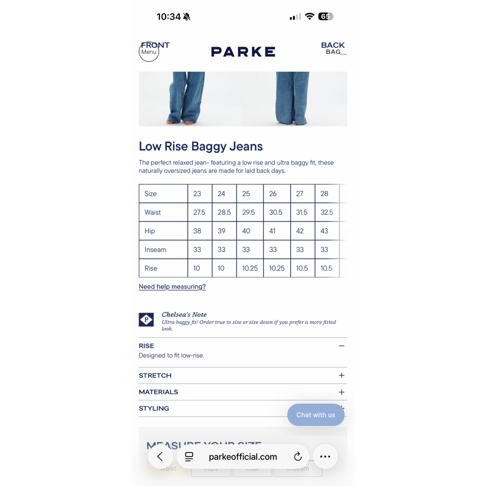 Parker Parke low rise baggy jean white in Cream - Picture 9 of 10